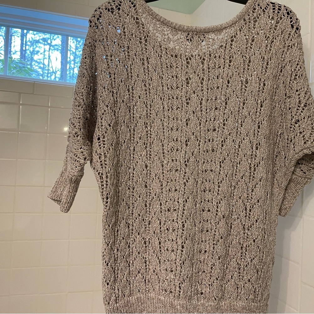 Bebe sweater size M beige with silver metallic yarns